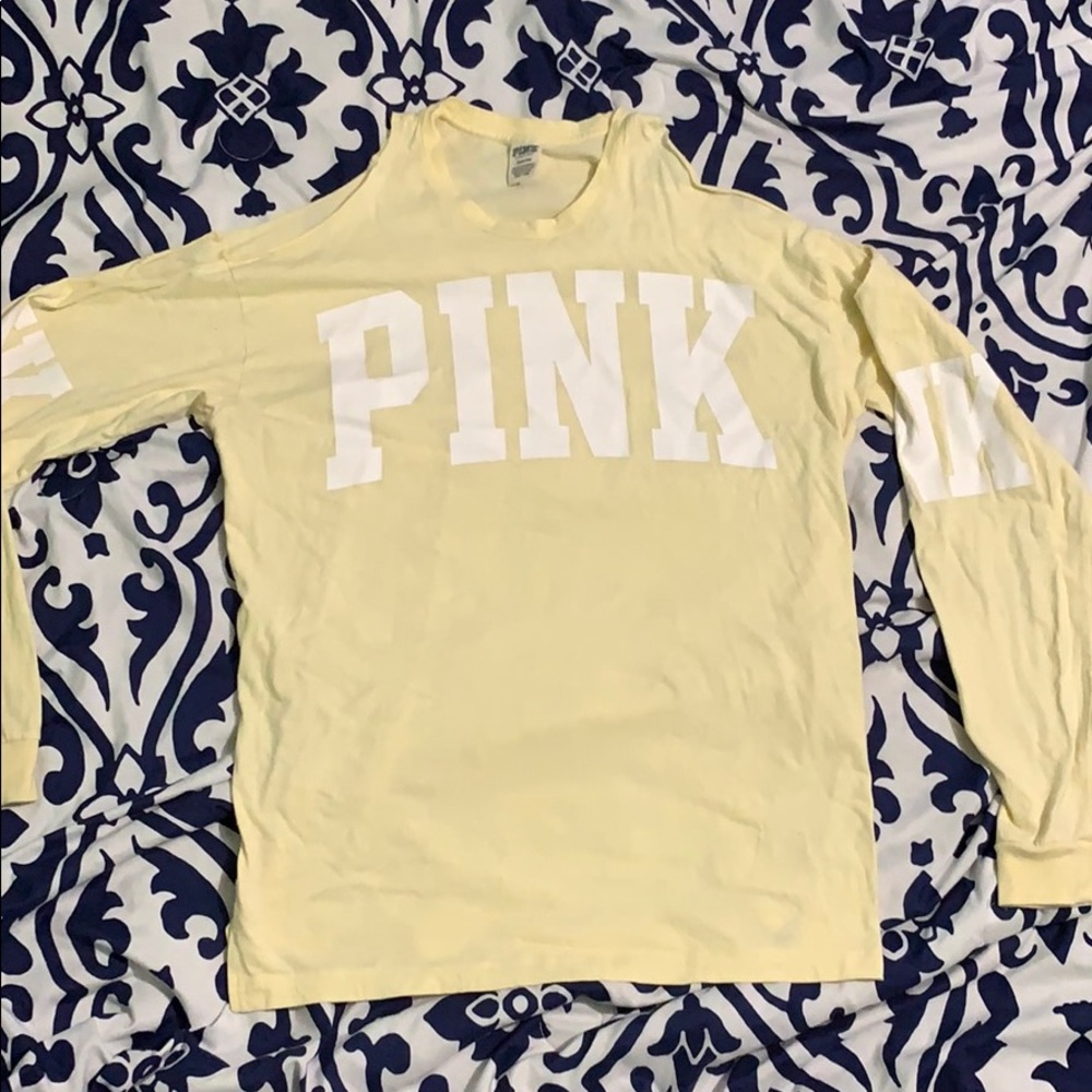 PINK open shoulder long sleeve shirt